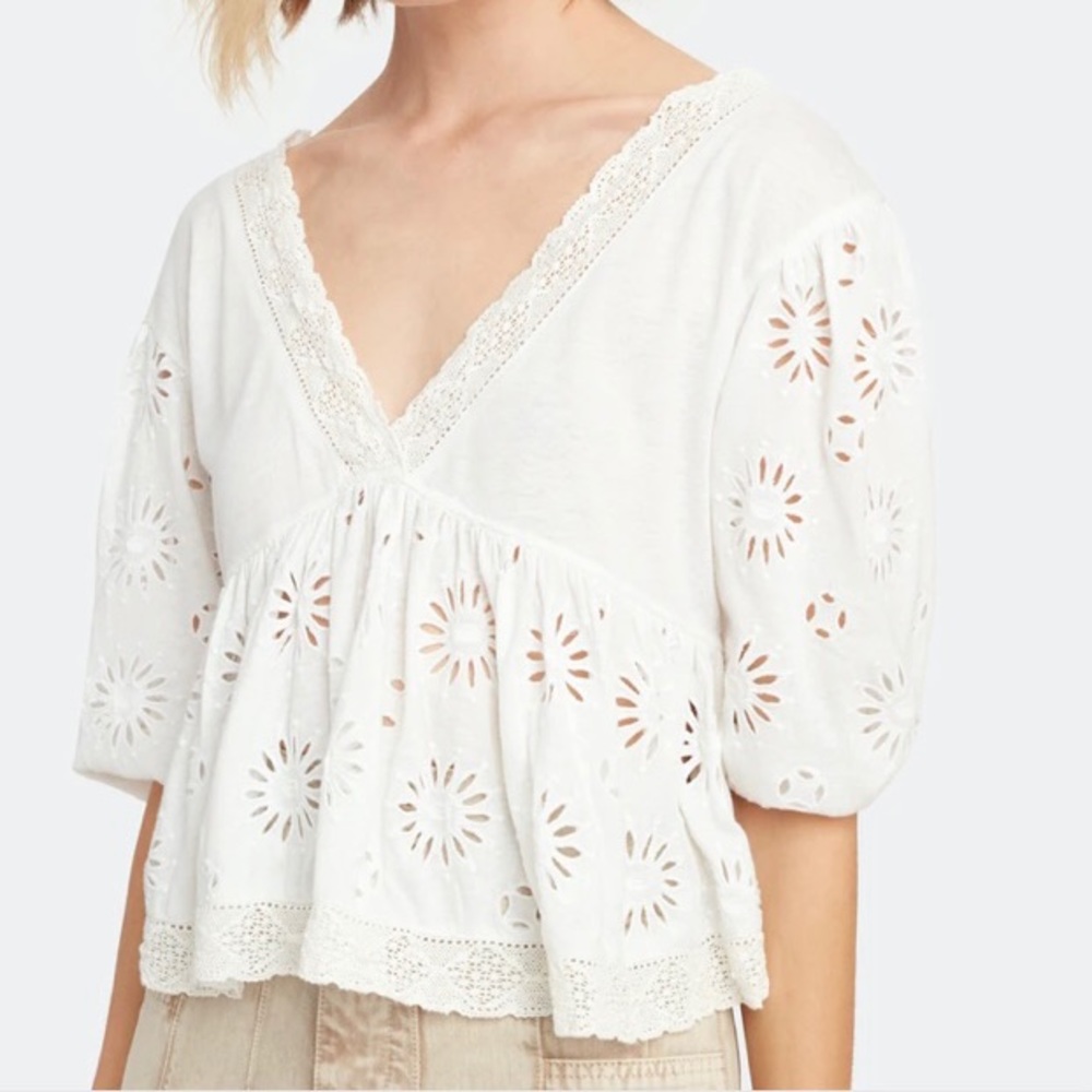 Free People White Sweeter Side Crop Top